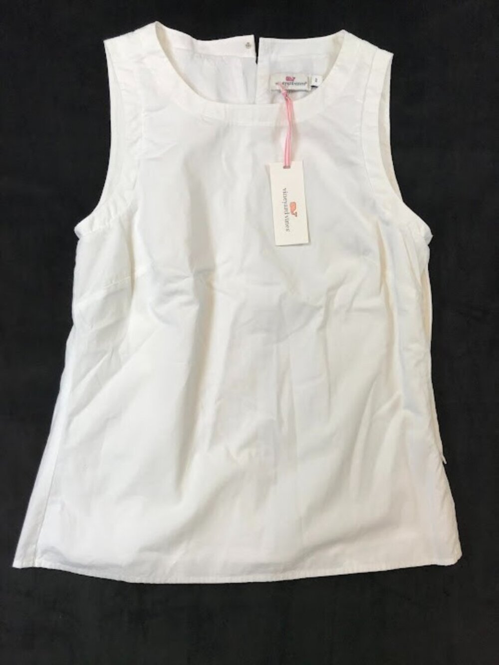 NWT Vineyard Vines Women's White Pleat Back Sleeveless Blouse Top Size 2